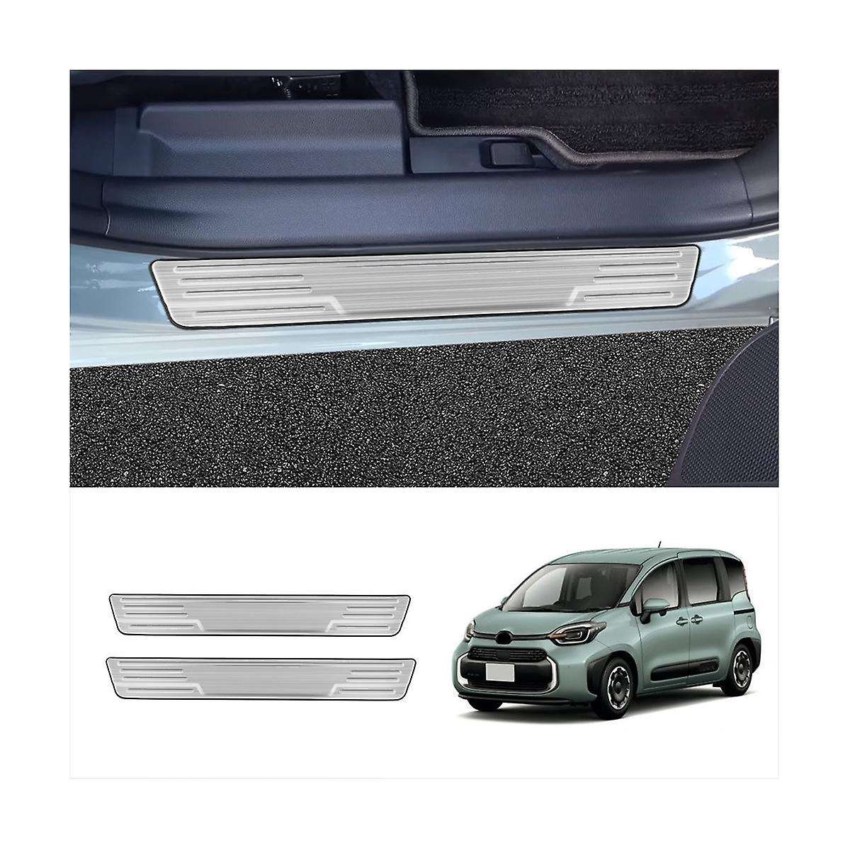 Car Exterior Sill Strip Scuff Plate Guard Pedal Protector Styling Sticker Silver for Sienta 10 Seri