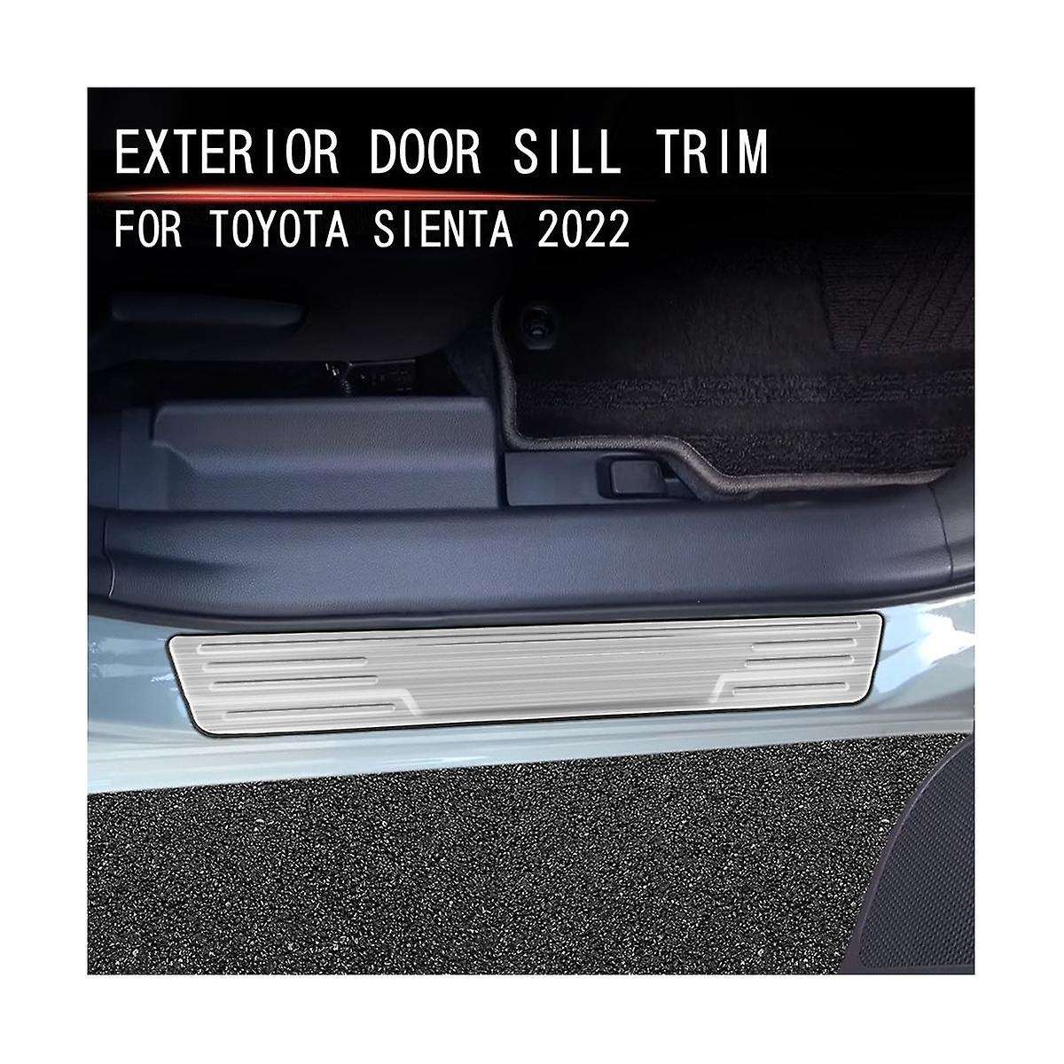 Car Exterior Sill Strip Scuff Plate Guard Pedal Protector Styling Sticker Silver for Sienta 10 Seri