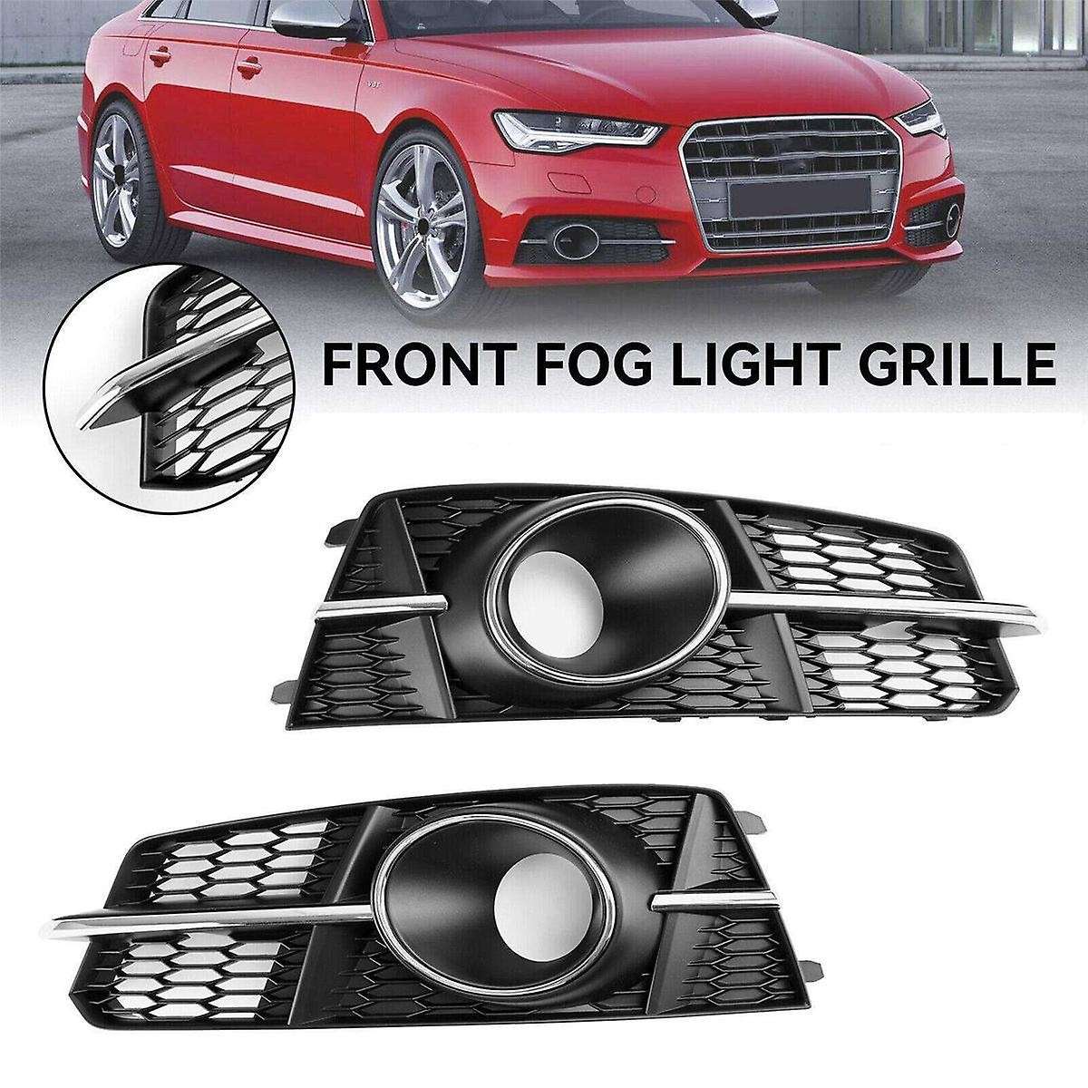 Car Fog Light Grill Lamps Cover with Hole for A6 C7 2016-2018 4g0807681ag 4g0807682ag