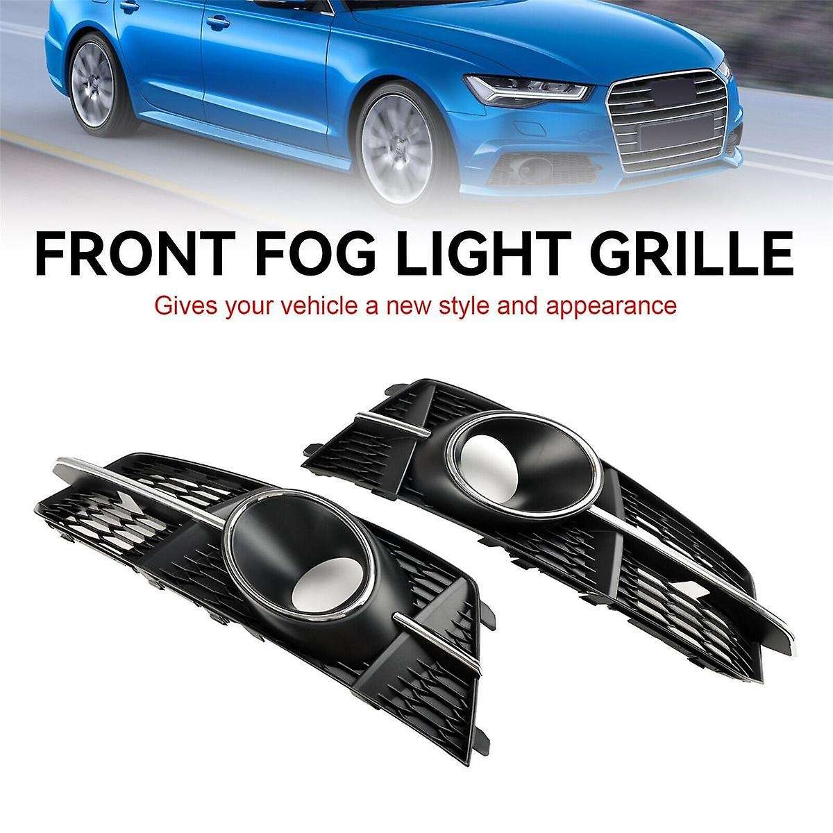 Car Fog Light Grill Lamps Cover with Hole for A6 C7 2016-2018 4g0807681ag 4g0807682ag