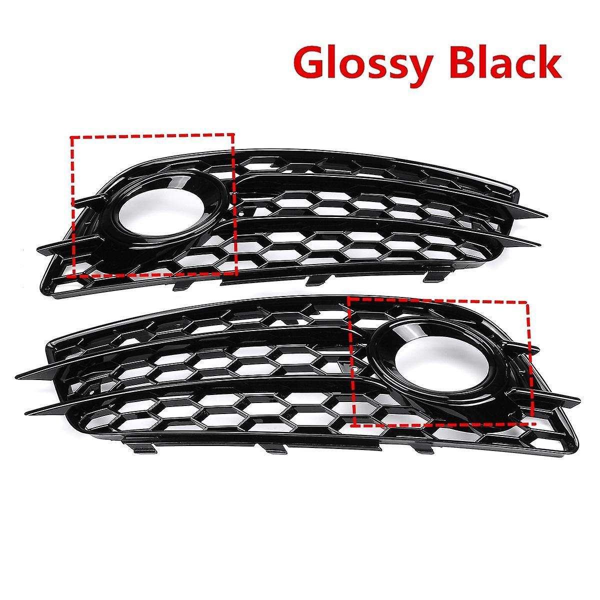 Car Front Bumper Fog Light Mesh Grille Cover for A4 B8 S4 2008-2012 Fog Lamp Honeycomb Grille Covers