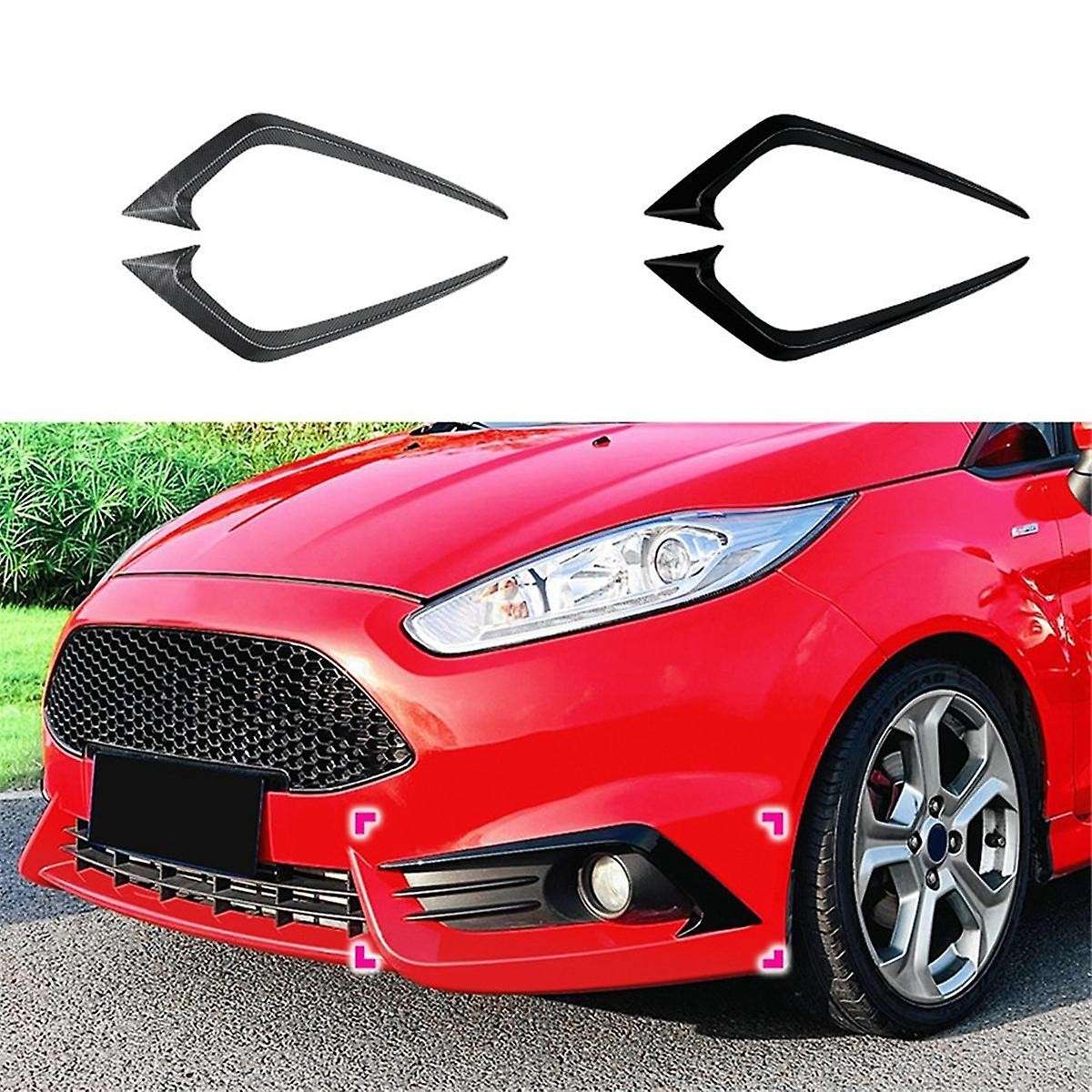Car Front Bumper Splitter Spoiler Decorative Trims Fog Light Canard for Fiesta St Mk6 2012-2017 Glos