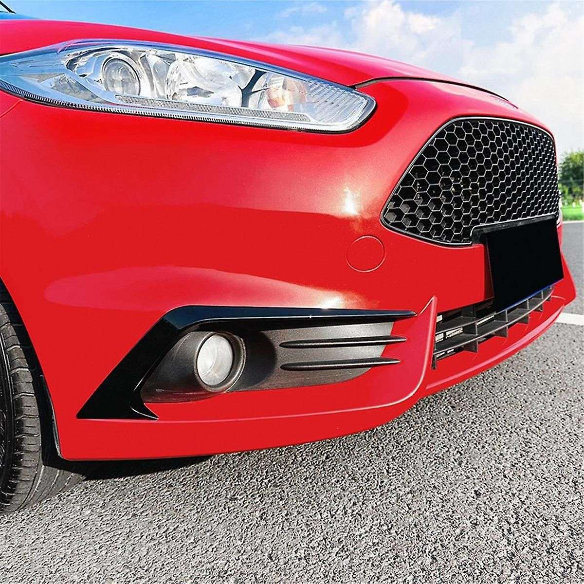 Car Front Bumper Splitter Spoiler Decorative Trims Fog Light Canard for Fiesta St Mk6 2012-2017 Glos