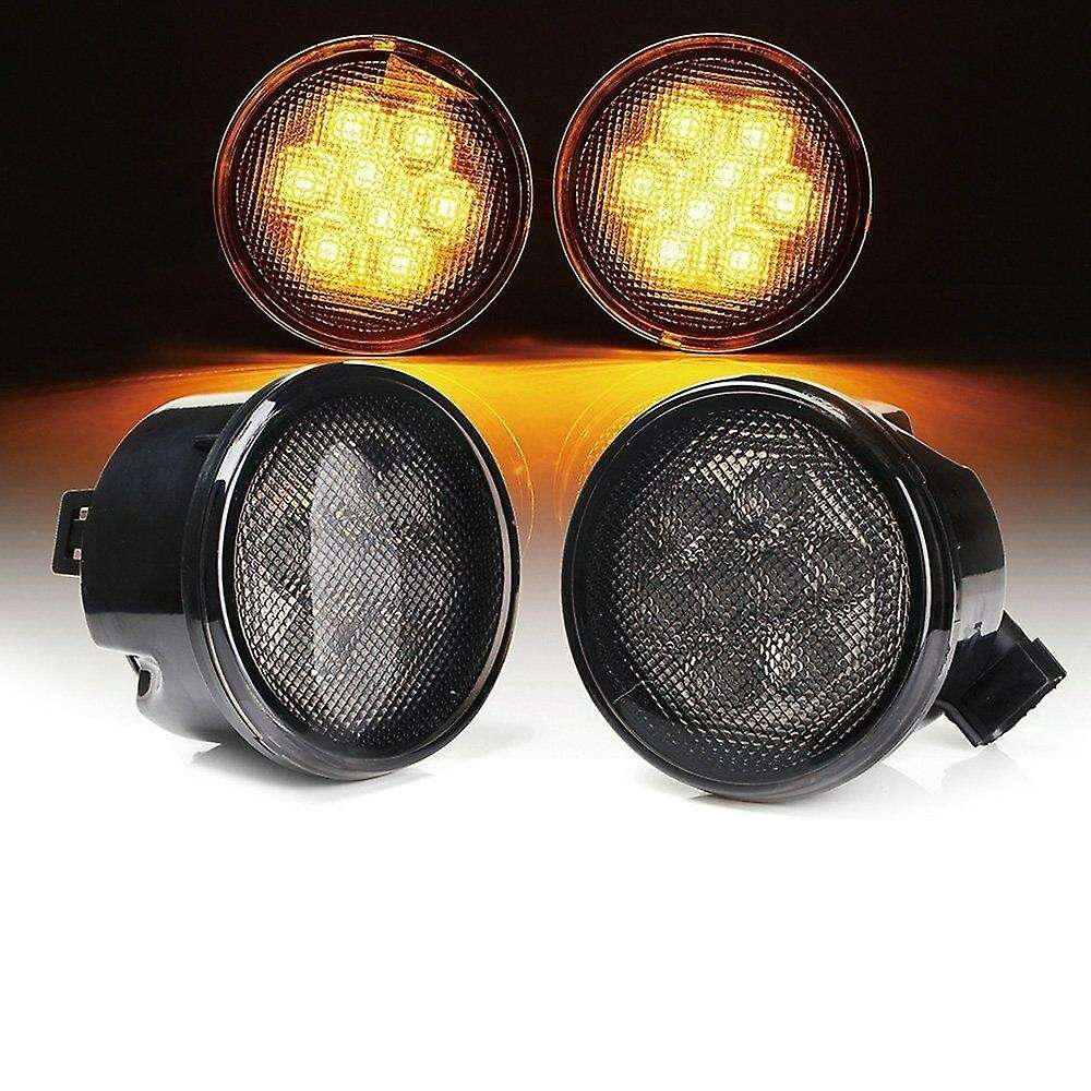 Car Front Grille LED Turn Signal Lights Smoke for JK 2007-2018