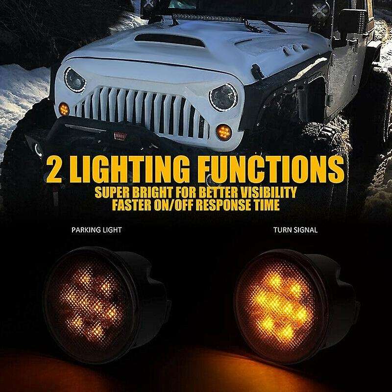 Car Front Grille LED Turn Signal Lights Smoke for JK 2007-2018