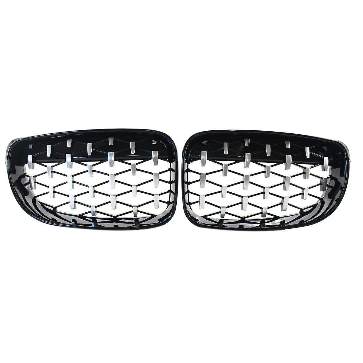 Car Front Kidney Grill, Pair Front Hood Diamond Grille Grill for  1 Series E81 E82 E87 E88 2007-2013