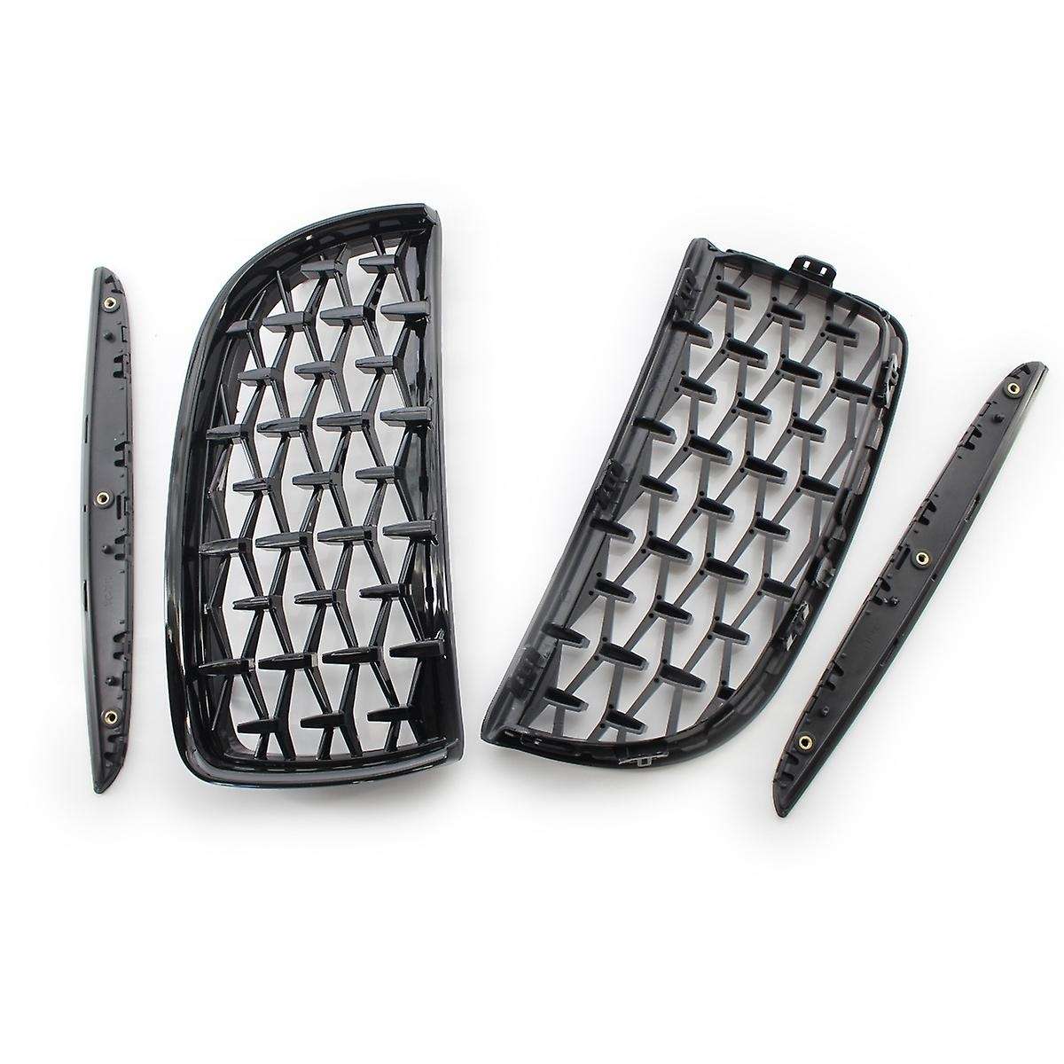 Car Front Kidney Grill,1 Pair Front Hood Diamond Grille Grill for  3 Series E90 E91 2005-2008