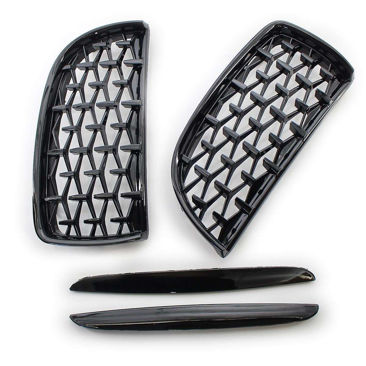 Car Front Kidney Grill,1 Pair Front Hood Diamond Grille Grill for  3 Series E90 E91 2005-2008