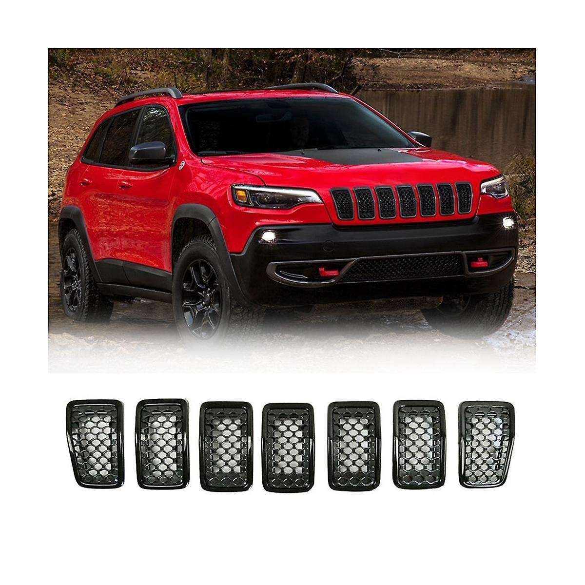 Car Front Mesh Racing Grills for 2019-2022 Bright Black Exterior Honey Racing Grille