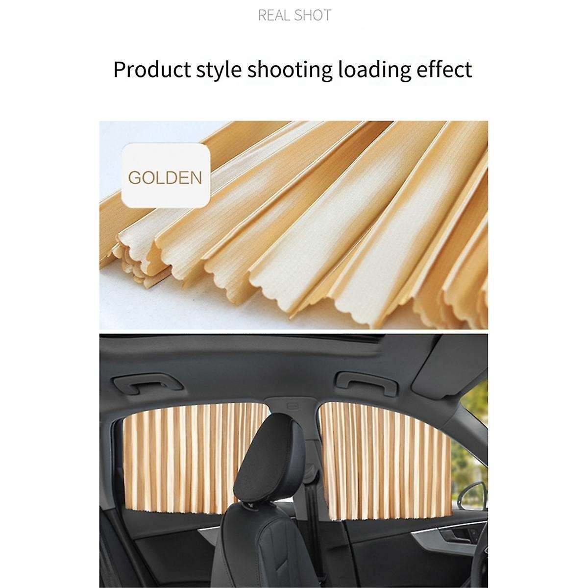 Car Gold Sunshade Automatic Retractable Magnetic Rail Car Curtains Car Window Sun Protection for Ca