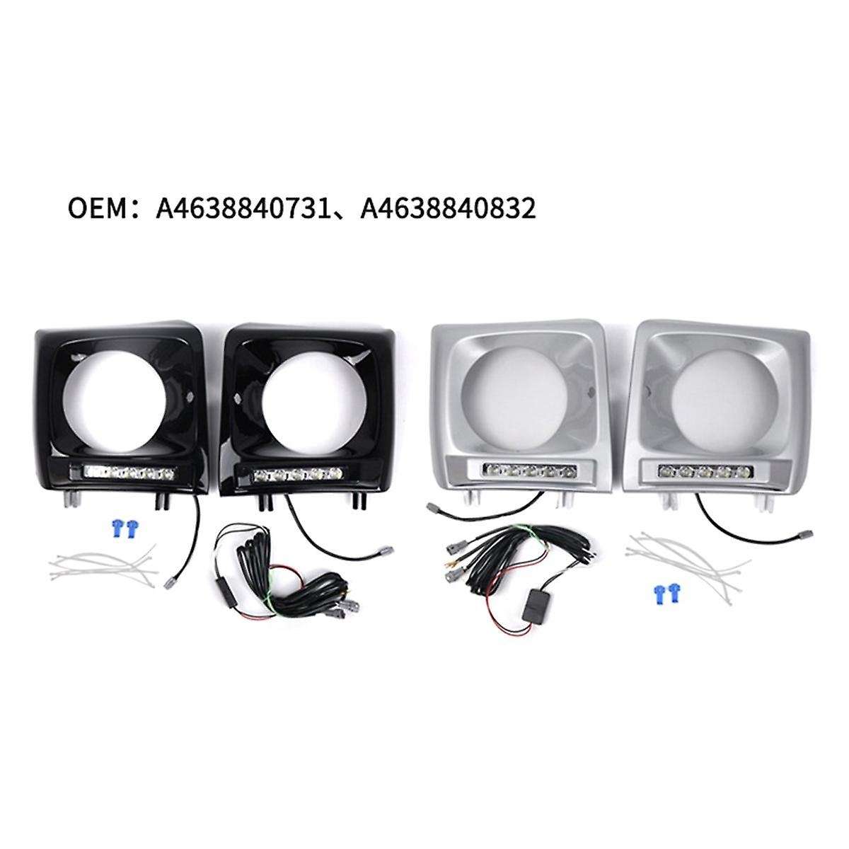 Car Head Light Bezel Grille LED Daytime Running Light for W463 G63 1990-2018 Silver