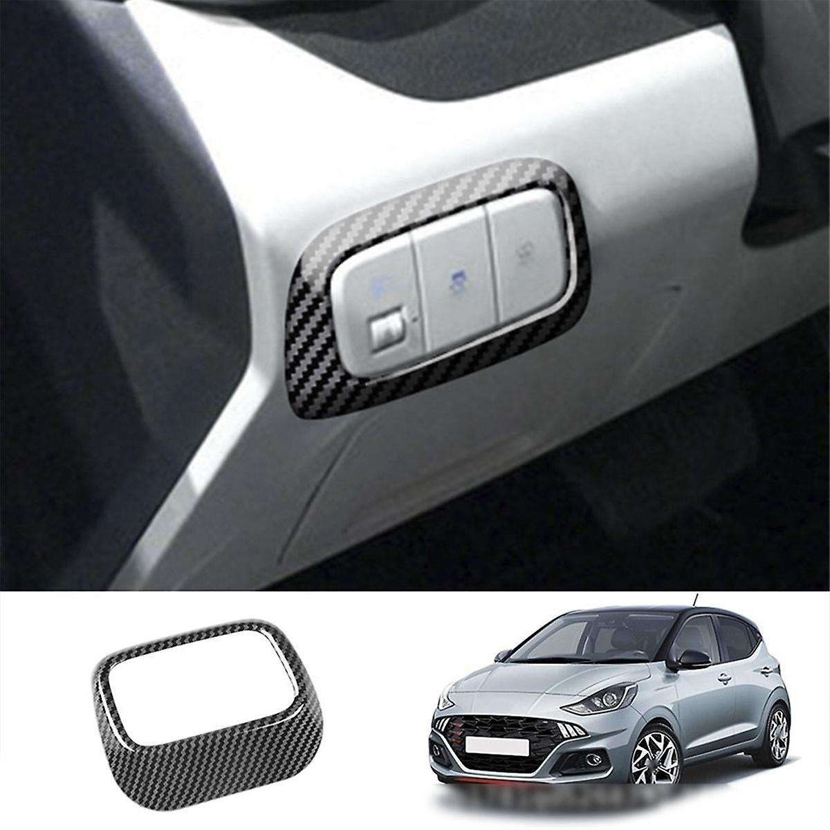 Car Headlight Adjustment Head Light Lamp Switch Button Trim Cover for I10 20212022 Carbon Fiber Inte
