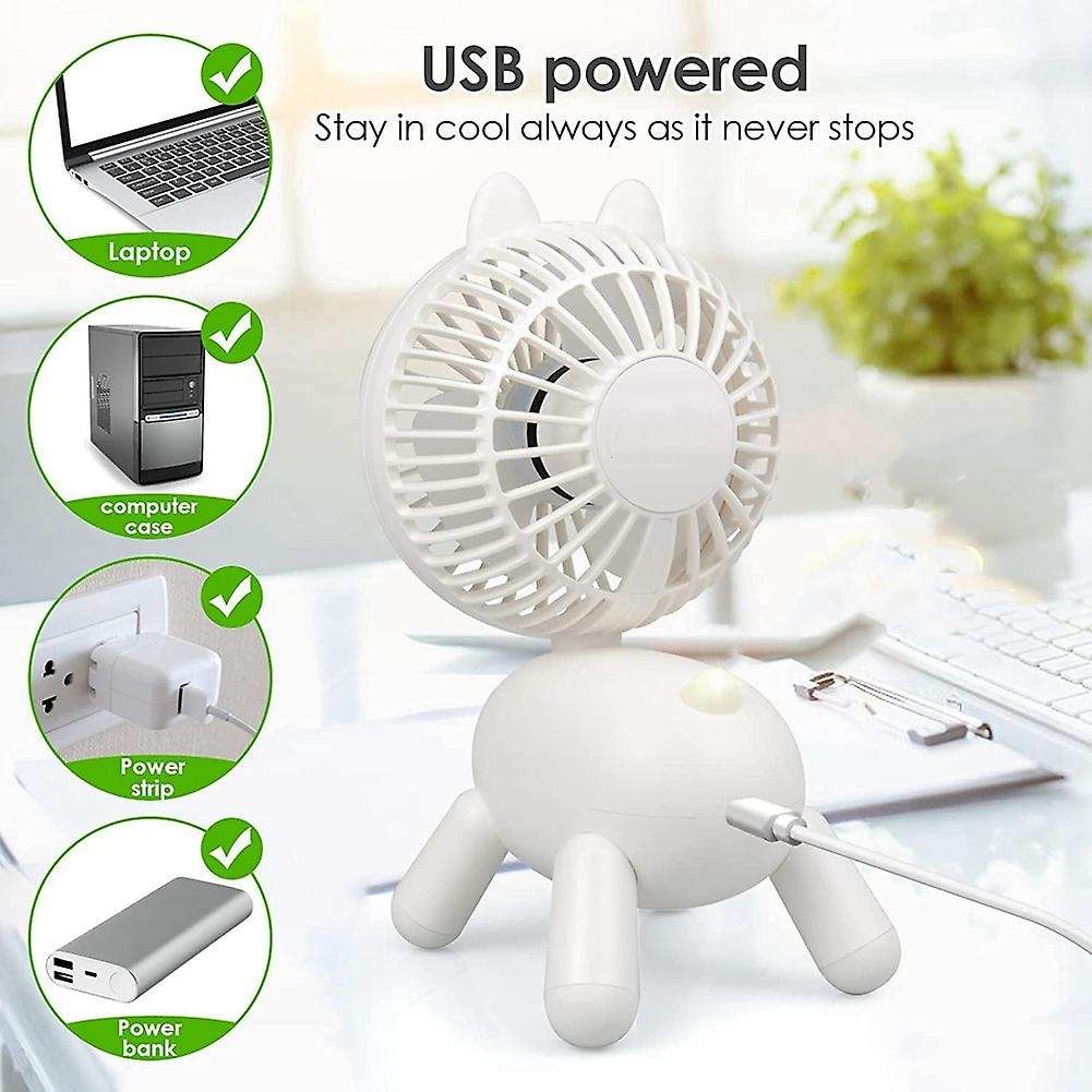 Puppy Portable Desk Fan, Desktop Table Cooling Fan in Single Button, Rechargeable Personal Fan for H