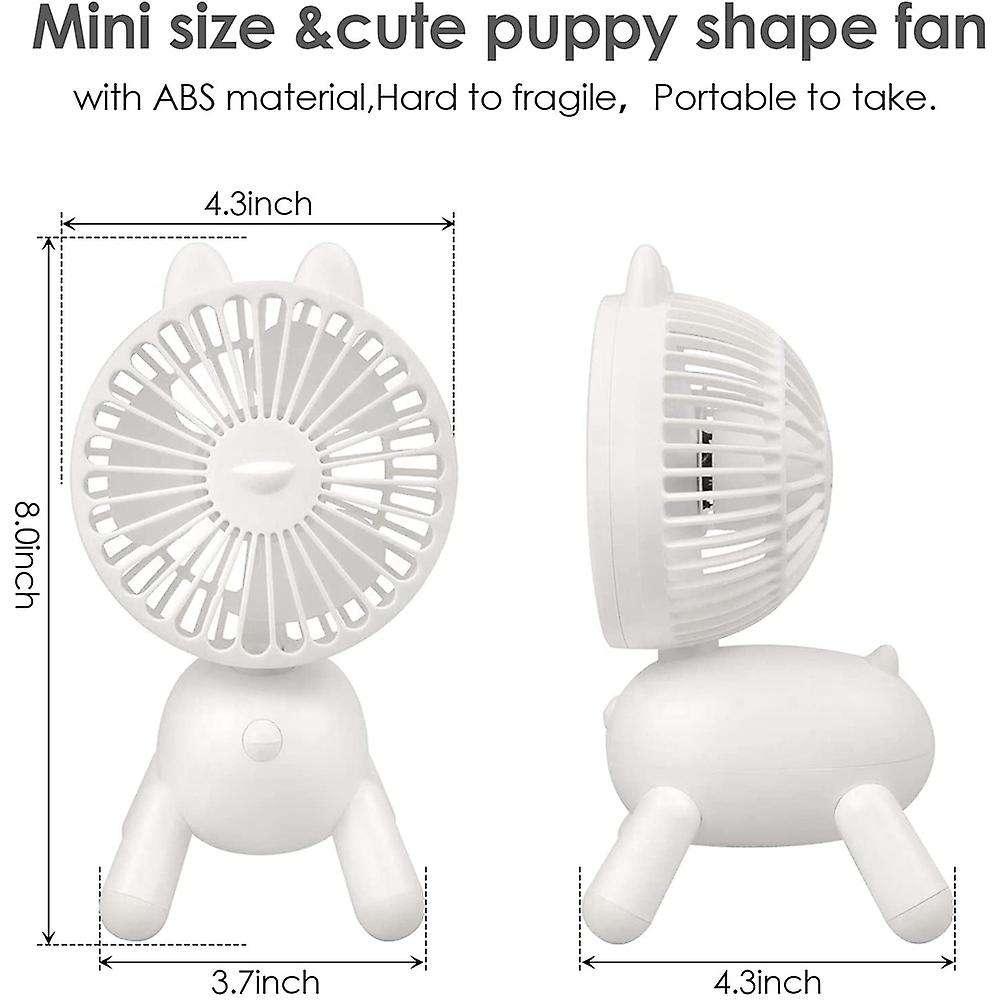 Puppy Portable Desk Fan, Desktop Table Cooling Fan in Single Button, Rechargeable Personal Fan for H