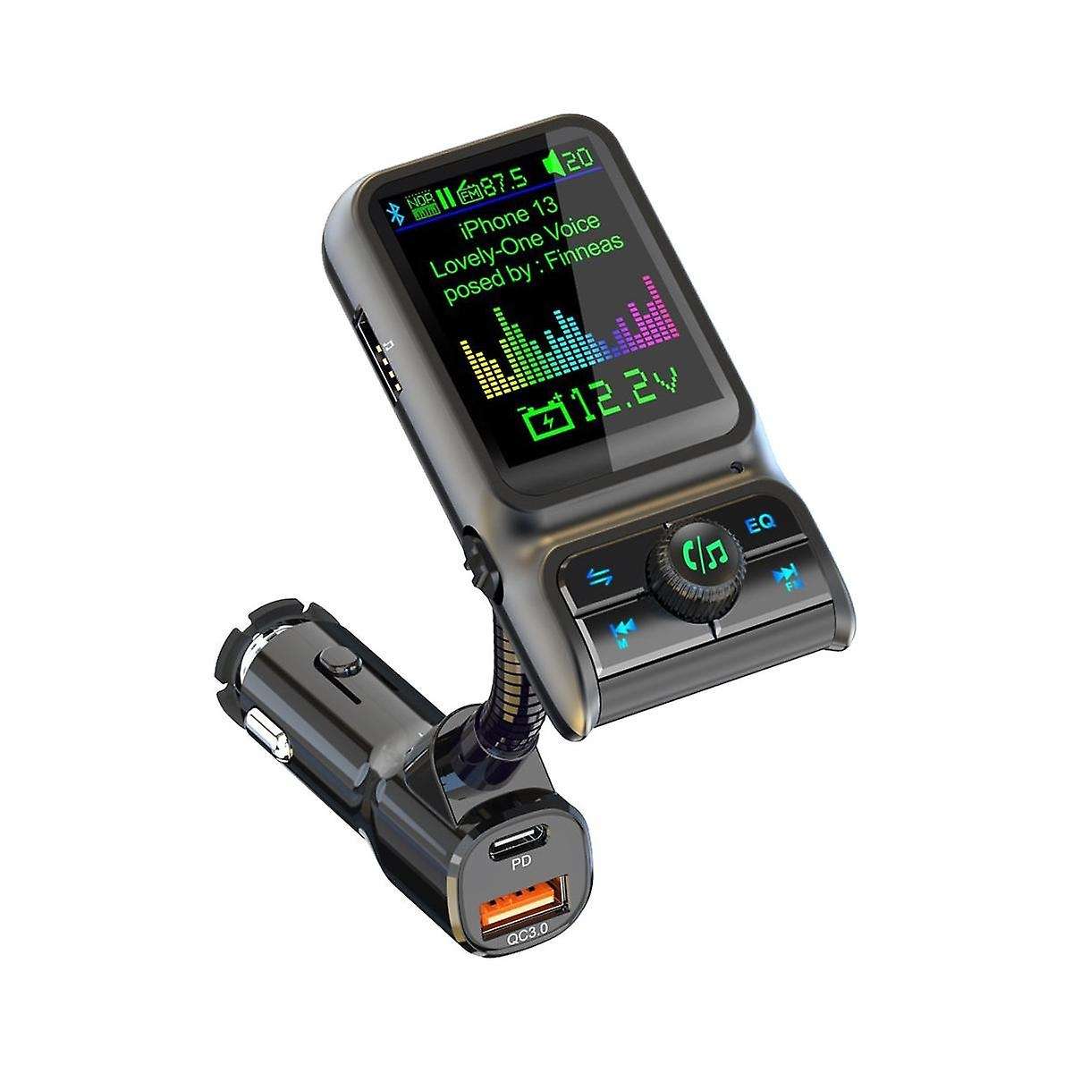 Qc3.0 Fast Charge Car Bluetooth Mp3 Player Fm Transmitter Hd Colorful Screen Display Car Supplies