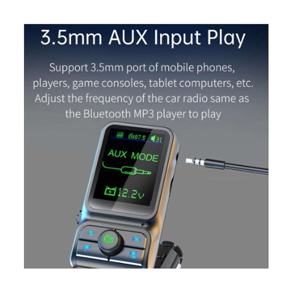 Qc3.0 Fast Charge Car Bluetooth Mp3 Player Fm Transmitter Hd Colorful Screen Display Car Supplies