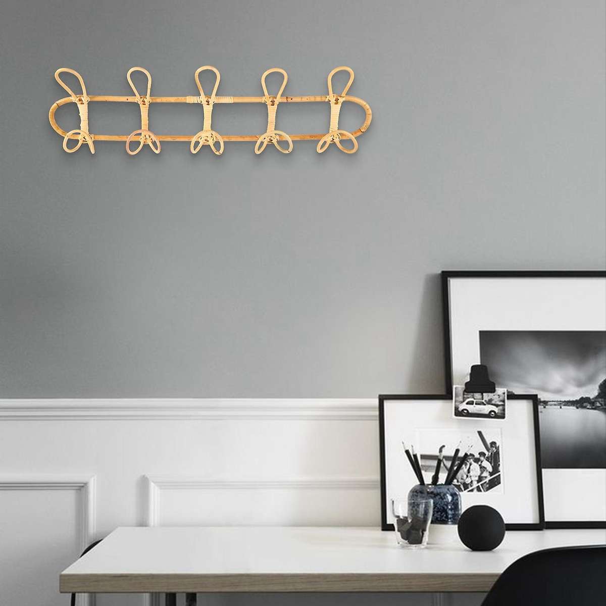 Rattan Wall Hooks Clothes Hat Hanging Hook Crochet Cloth Holder Organizer Hangers Decor for Home D