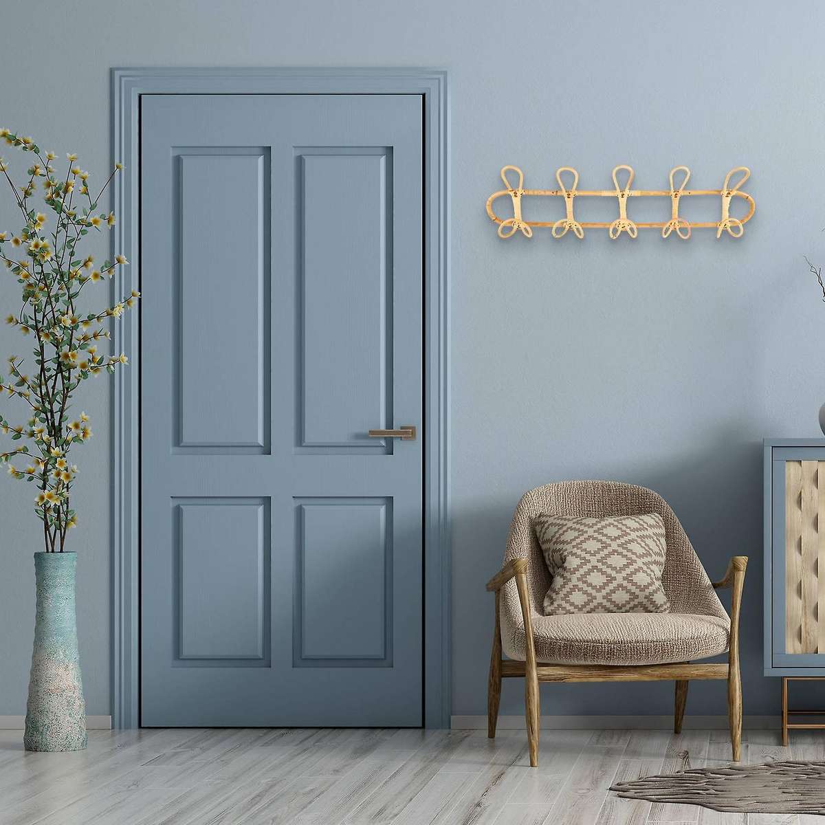 Rattan Wall Hooks Clothes Hat Hanging Hook Crochet Cloth Holder Organizer Hangers Decor for Home D