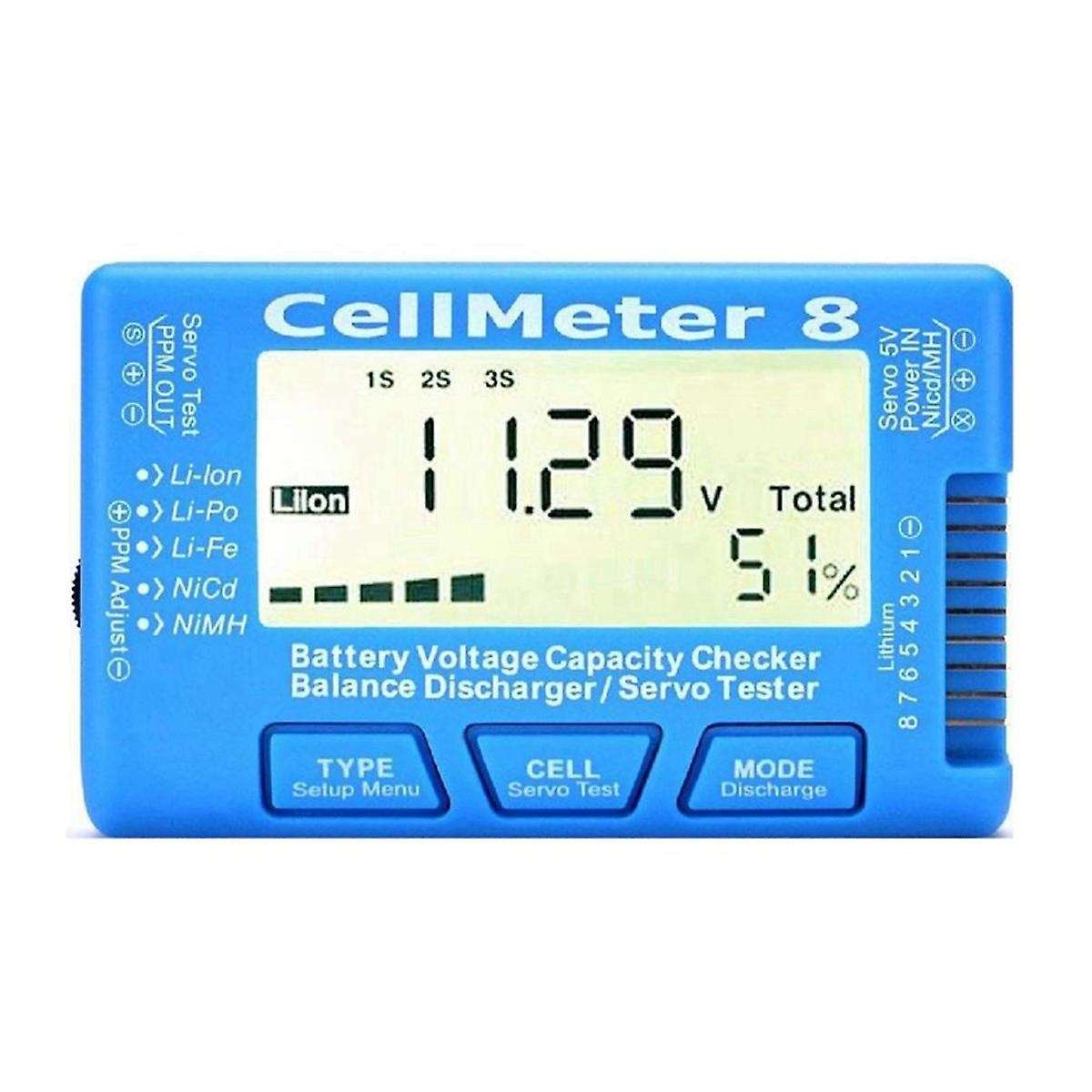 RC CellMeter-8 1-8S Battery Capacity Voltage Test Meter for LiPo Life Li-Ion NiMH Nicd Cell Meter