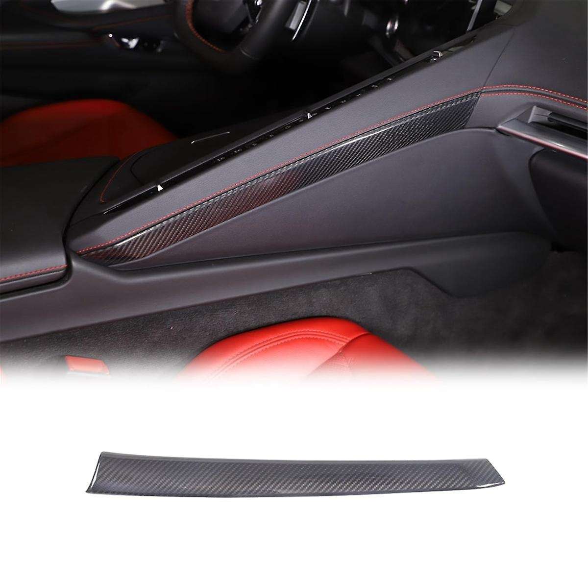 Real Carbon Fiber Center Console Passenger Side Panel Trim Strip Cover for C8 2020-2024 Accessories