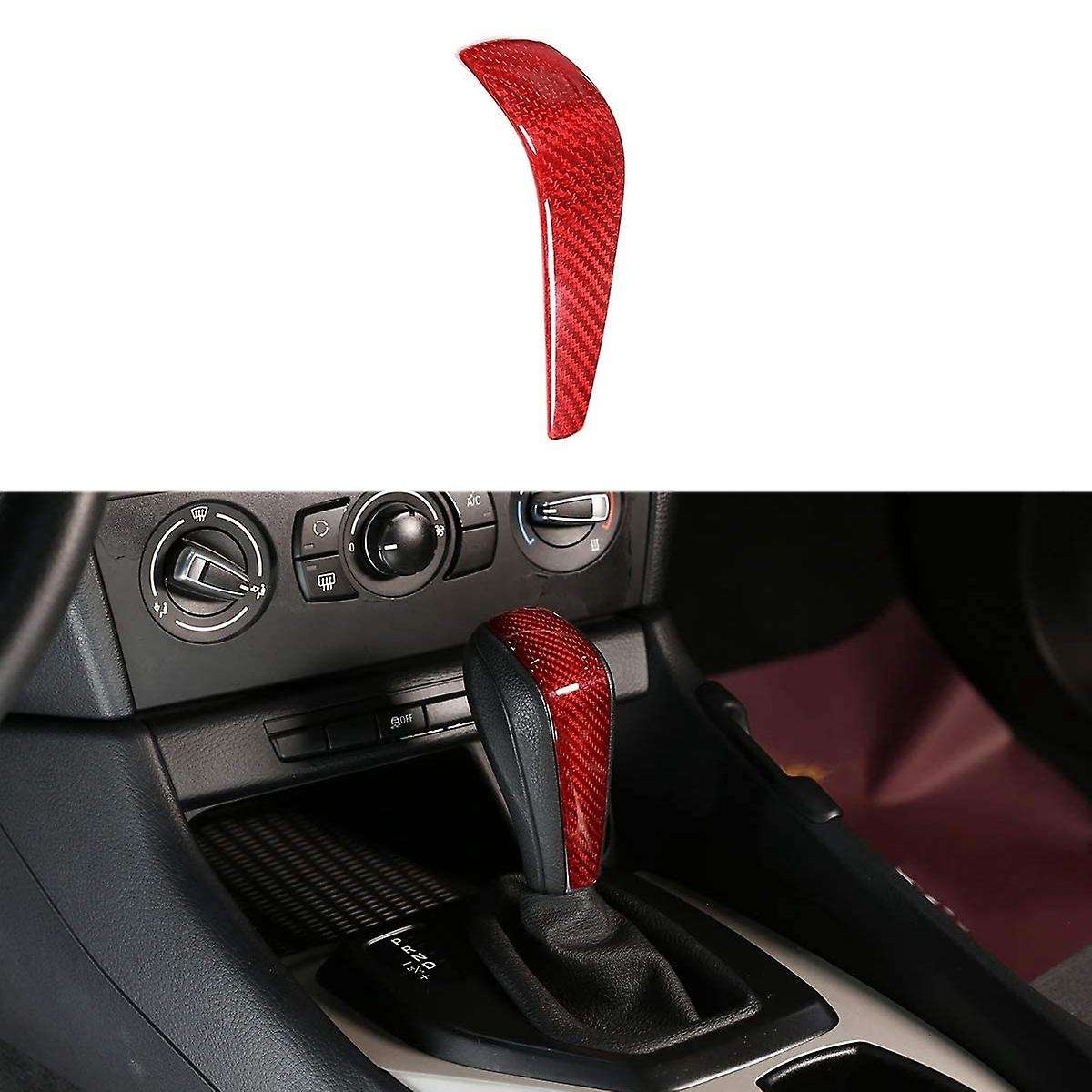 Real Carbon Fiber Red Gear Shift Knob Head Cover Trim for E90 E92 E93 E87 3 Series 2005-2012 Car Acc