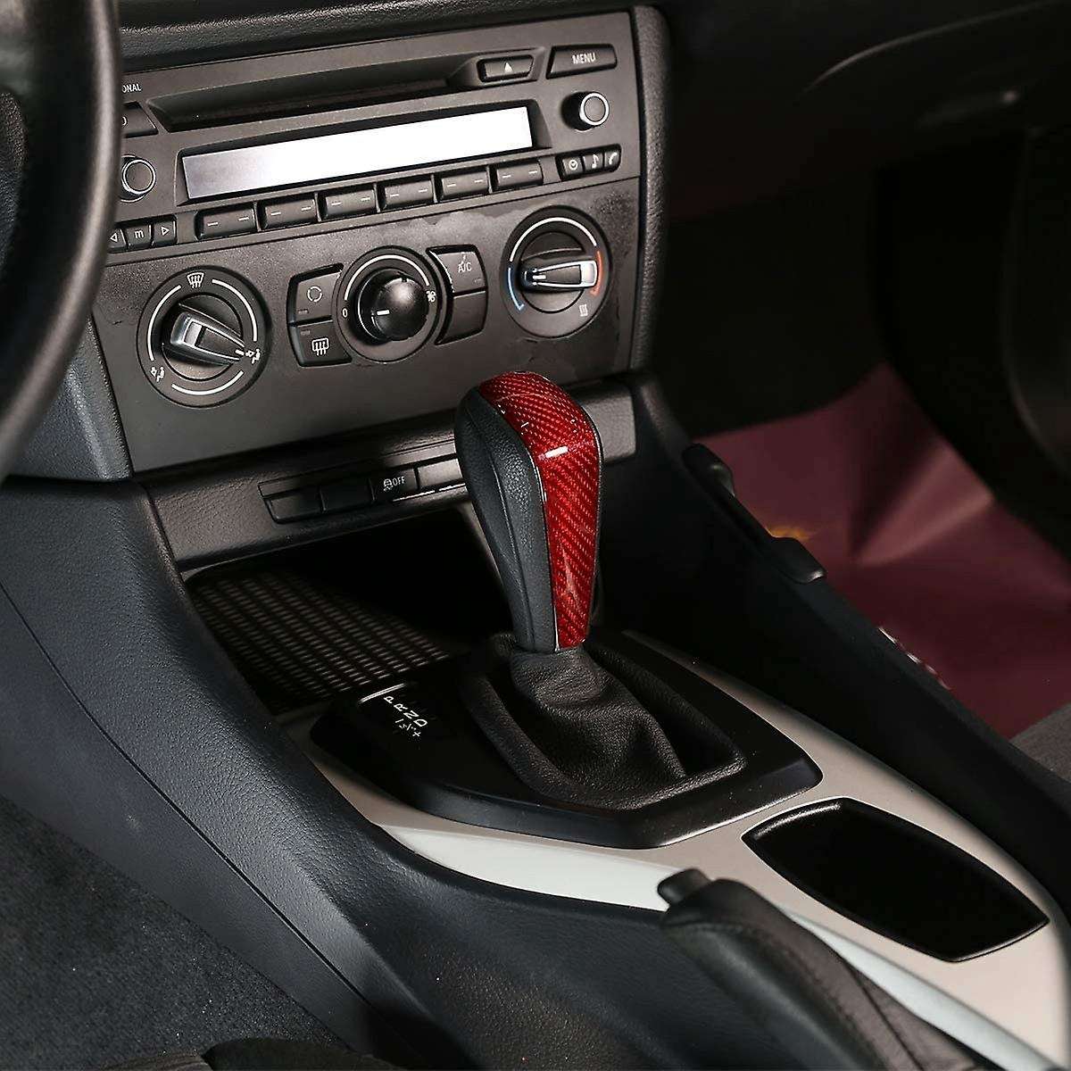 Real Carbon Fiber Red Gear Shift Knob Head Cover Trim for E90 E92 E93 E87 3 Series 2005-2012 Car Acc