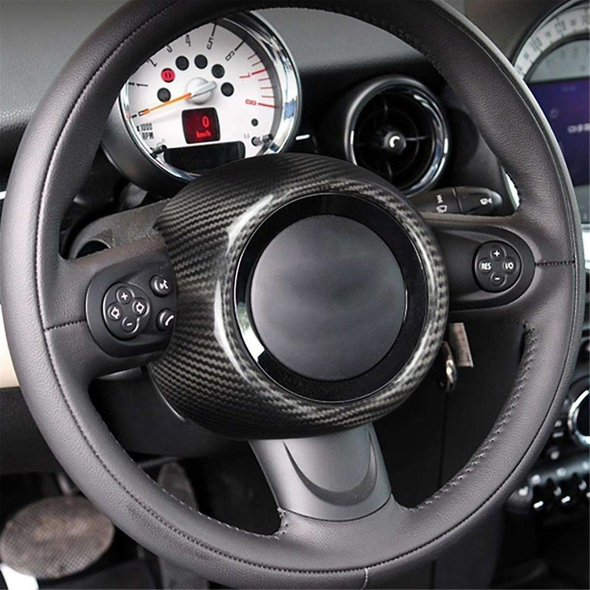 Real Carbon Fiber Steering Wheel Cover for R55 R56 R57 R58 R60 R61 Sticker