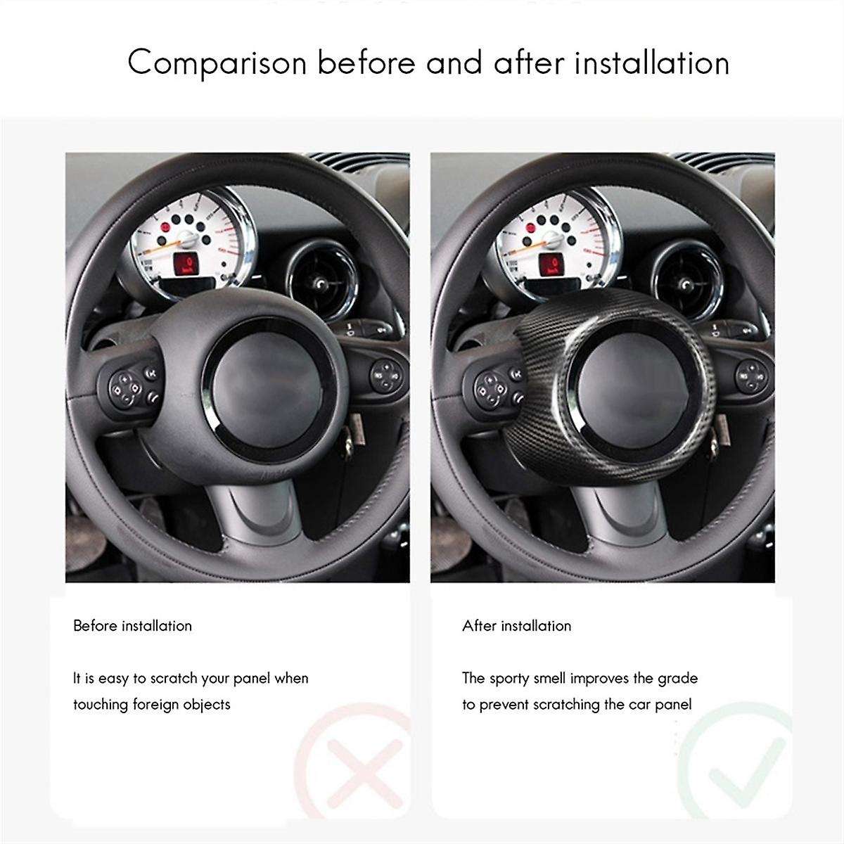Real Carbon Fiber Steering Wheel Cover for R55 R56 R57 R58 R60 R61 Sticker