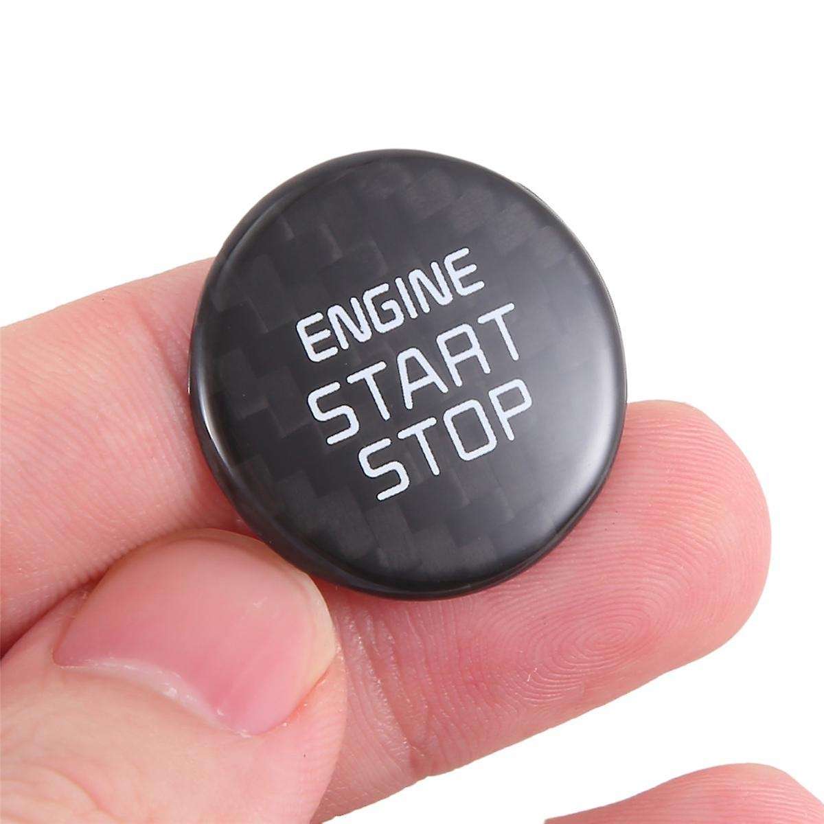 Real Carbon -Key Start Stop Button Engine Button Cover Sticker for 2018-2022 Carbon Fiber Pattern
