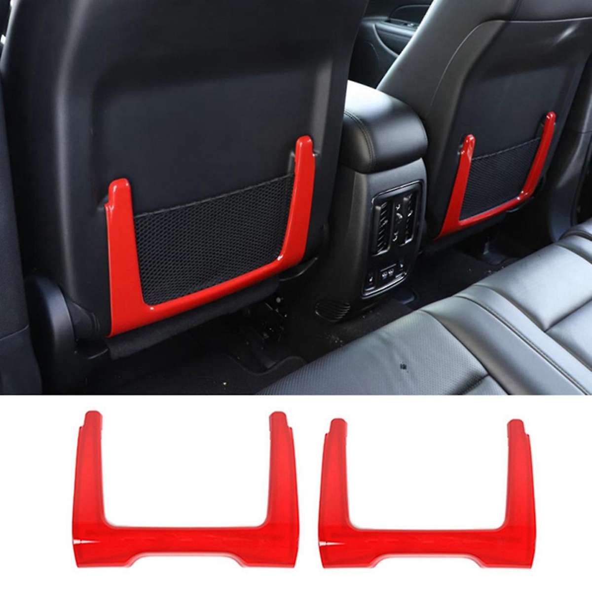 Rear Seat Back Net Pocket Decoration Cover Frame Trim ABS for Durango 2011-2021 Car Accessories Red