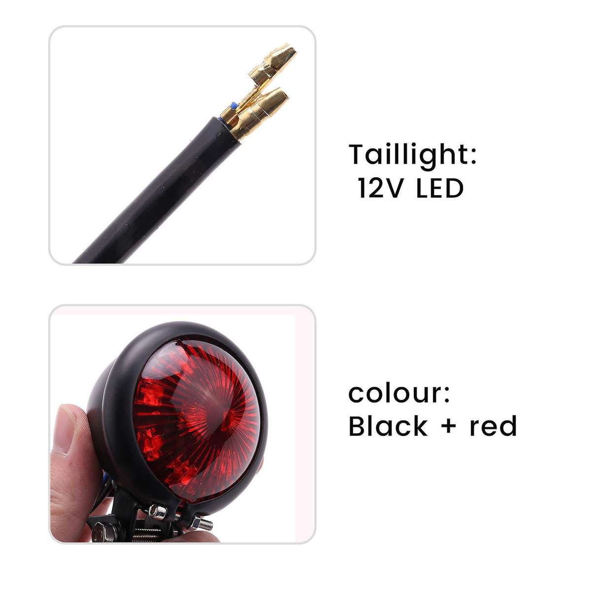 Red 12V Led Black Cafe Racer Tail Light Compatible Chopper Bobber