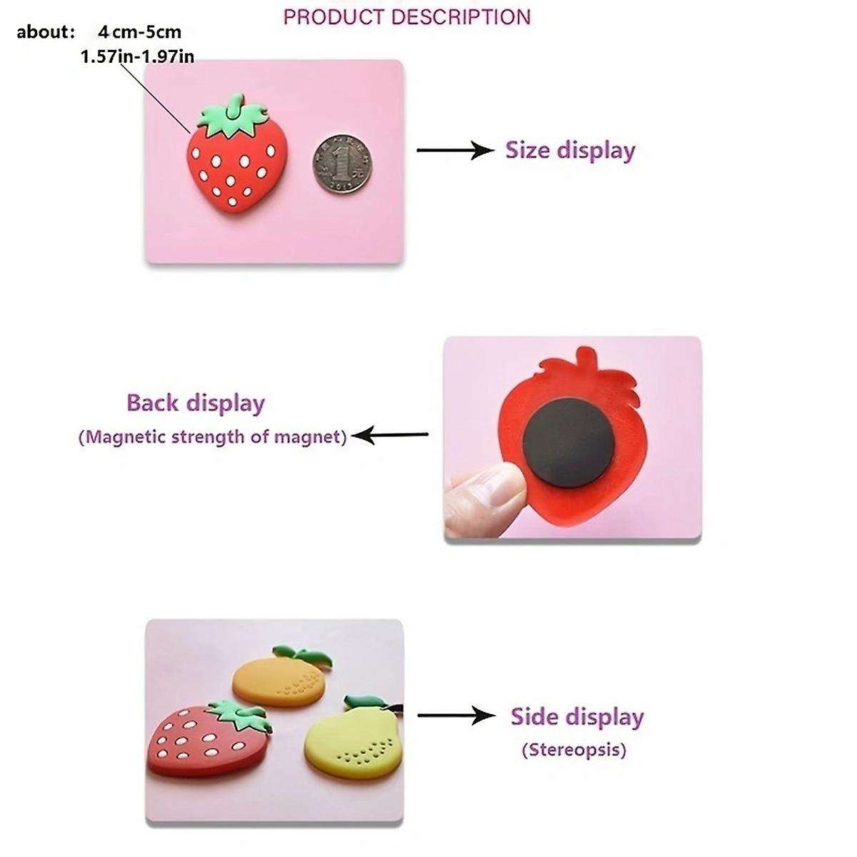 Refrigerator Magnet Cute Cartoon Fruit Magnets: Add Colorful Fun to Your Fridge with -Soft Rubber St
