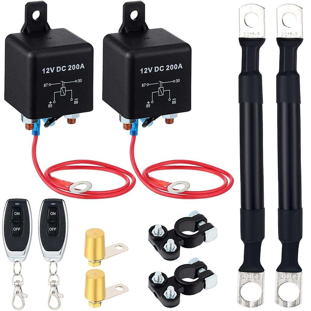 Remote Battery Disconnect Switch Kit 200A DC12V Top Post Negative Anti Theft Car Pause Switch Car Ba
