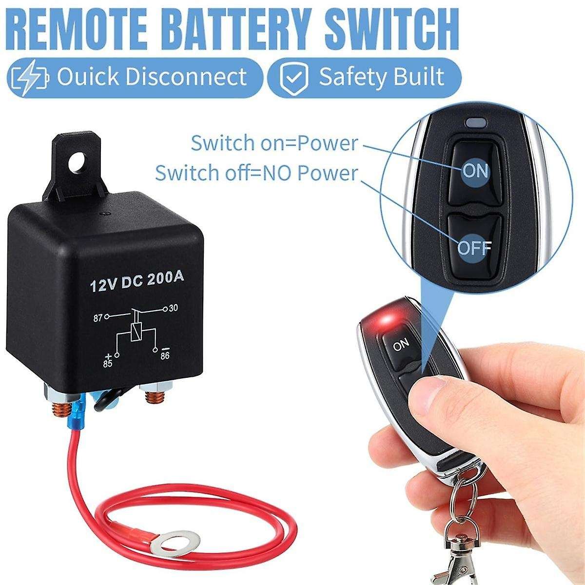Remote Battery Disconnect Switch Kit 200A DC12V Top Post Negative Anti Theft Car Pause Switch Car Ba