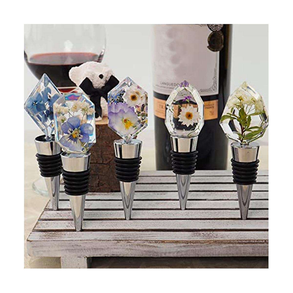 Resin Molds, 24pcs Set, 12pcs Geometric Gemstone Silicone Molds Napkin Rings Wine Stoppers Epoxy Mo