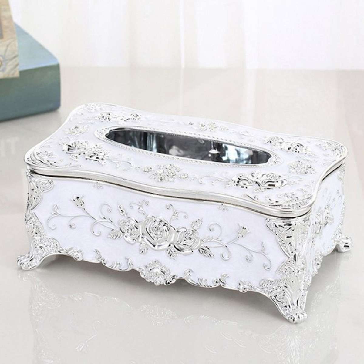 Retro Storage Tissue Box Paper Napkin Holder Dispenser Organizer Rose Tissue Box for Living Rooms Re