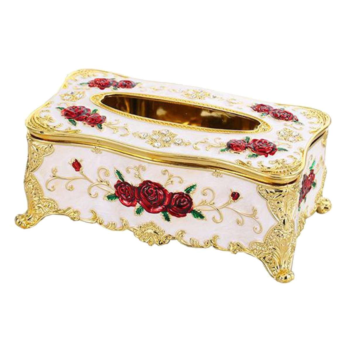 Retro Storage Tissue Box Paper Napkin Holder Dispenser Organizer Rose Tissue Box for Living Rooms Re