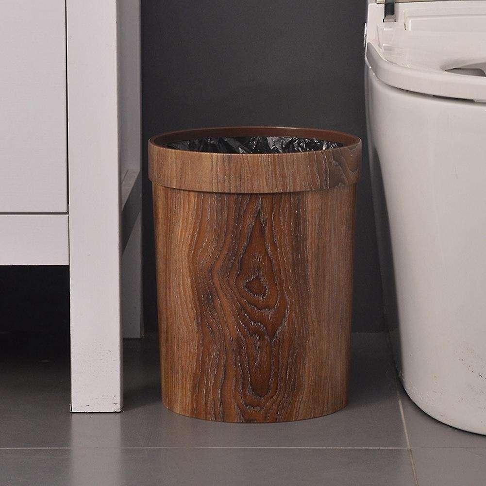 Retro Wood Grain Trash Can Household Living Room Kitchen Trash Can
