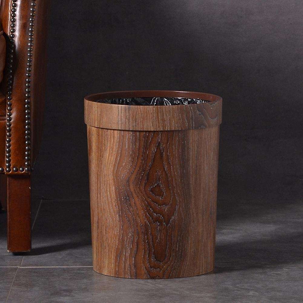Retro Wood Grain Trash Can Household Living Room Kitchen Trash Can