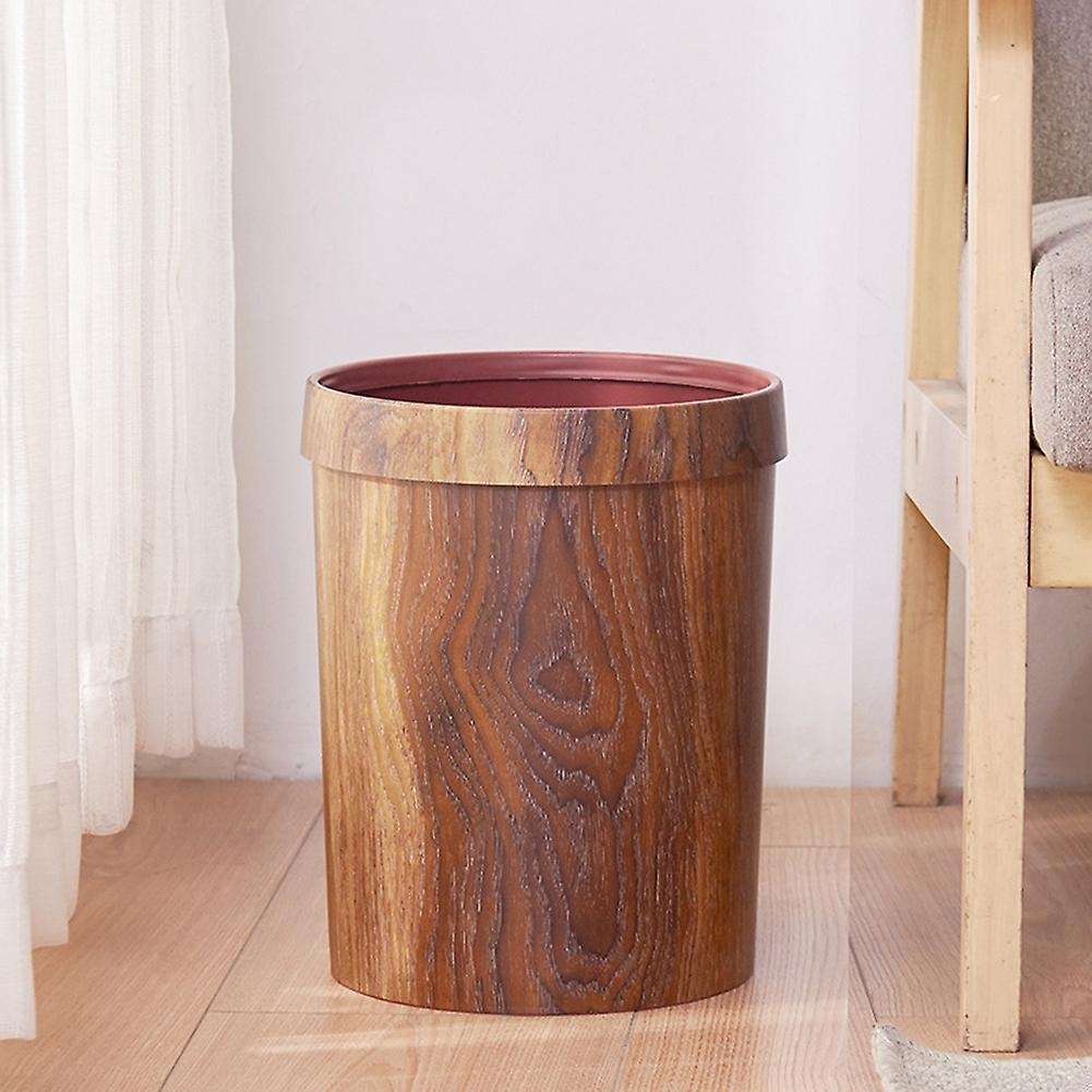 Retro Wood Grain Trash Can Household Living Room Kitchen Trash Can