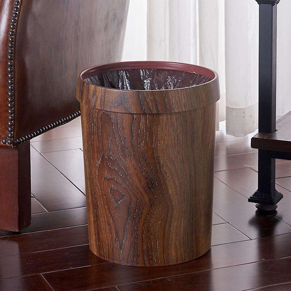 Retro Wood Grain Trash Can Household Living Room Kitchen Trash Can