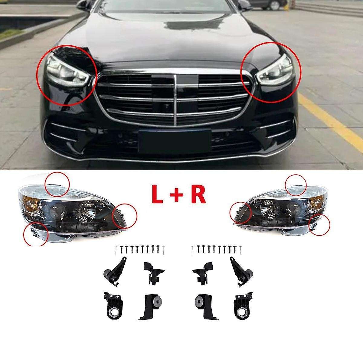 Right Headlight Bracket Mount Repair Kits A2238208404 for S Class W223 2021-2024 S350 S400 S450 S50