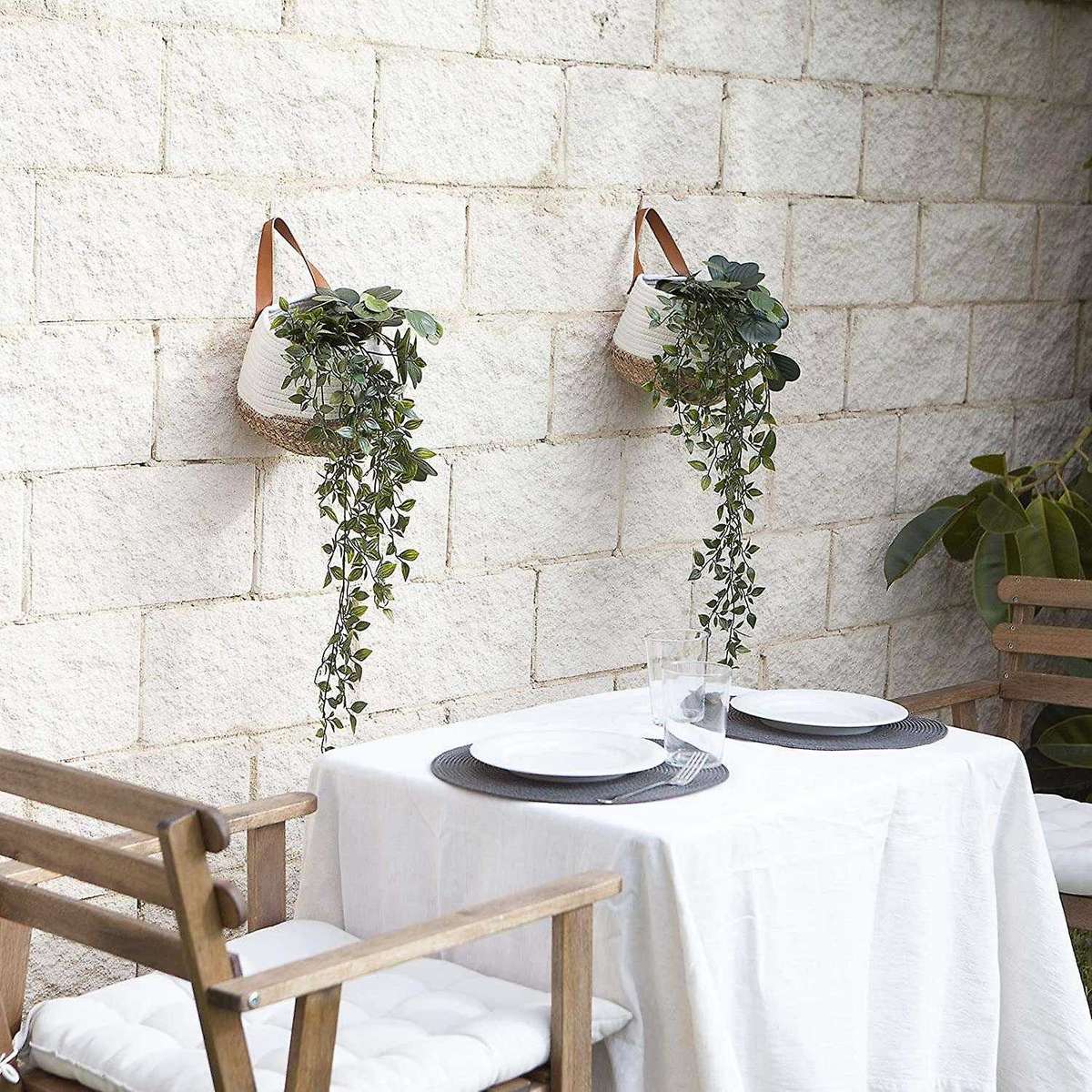 Rope Small Hanging Basket,Wall Mounted Woven Hanging Basket Storage,Hanging Planters Indoor,Hanging