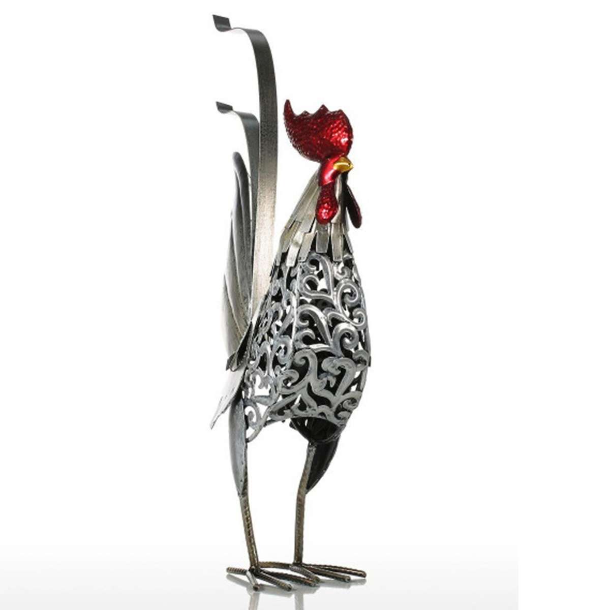 Rooster Statue Garden Decor, Metal Chicken for Kitchen Outdoor, Art Metal Rooster Sculpture for Back