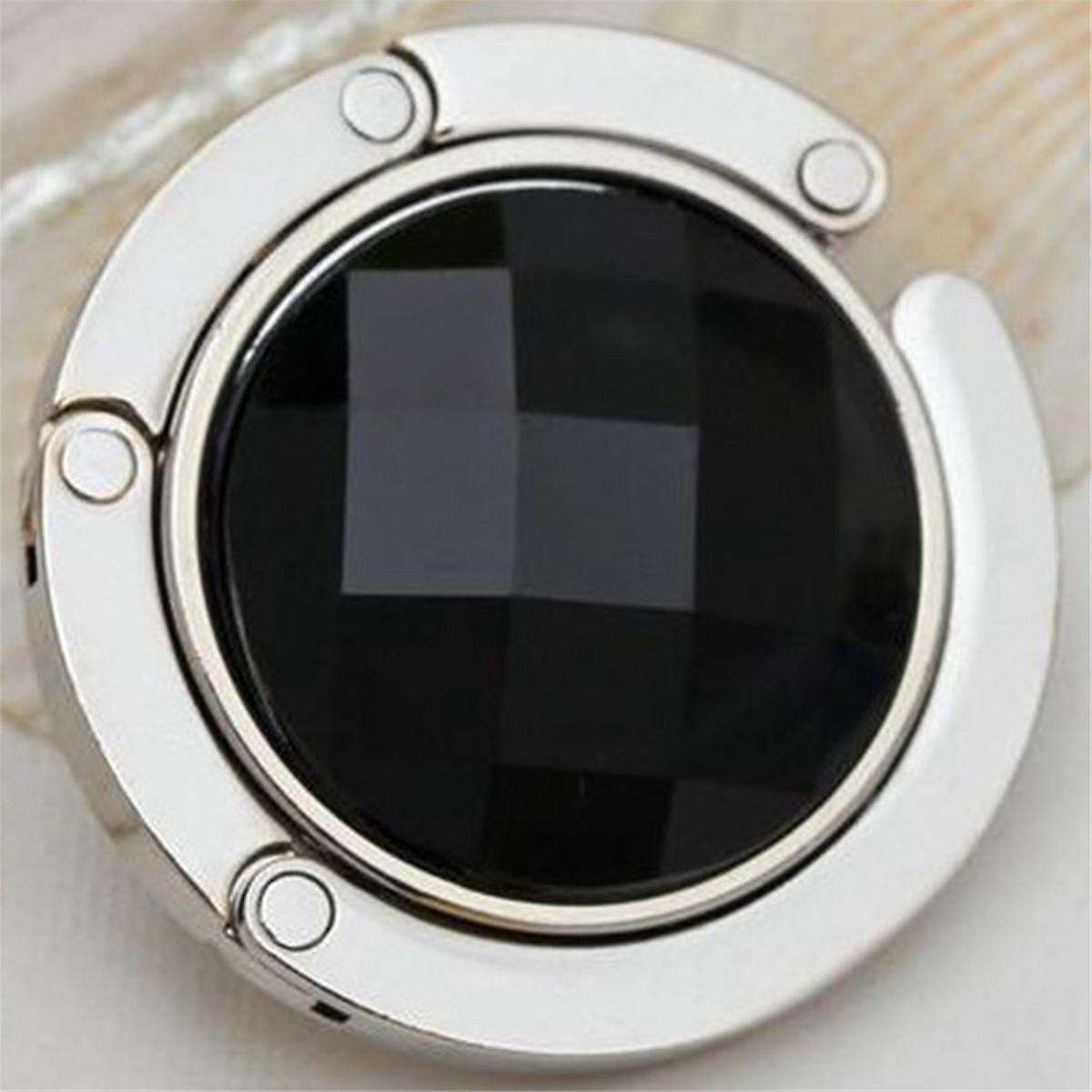 Round Shape Portable Desk Hanger for Hanging Purse Bag Hook Holder Table Hook Crystal Alloy Foldable