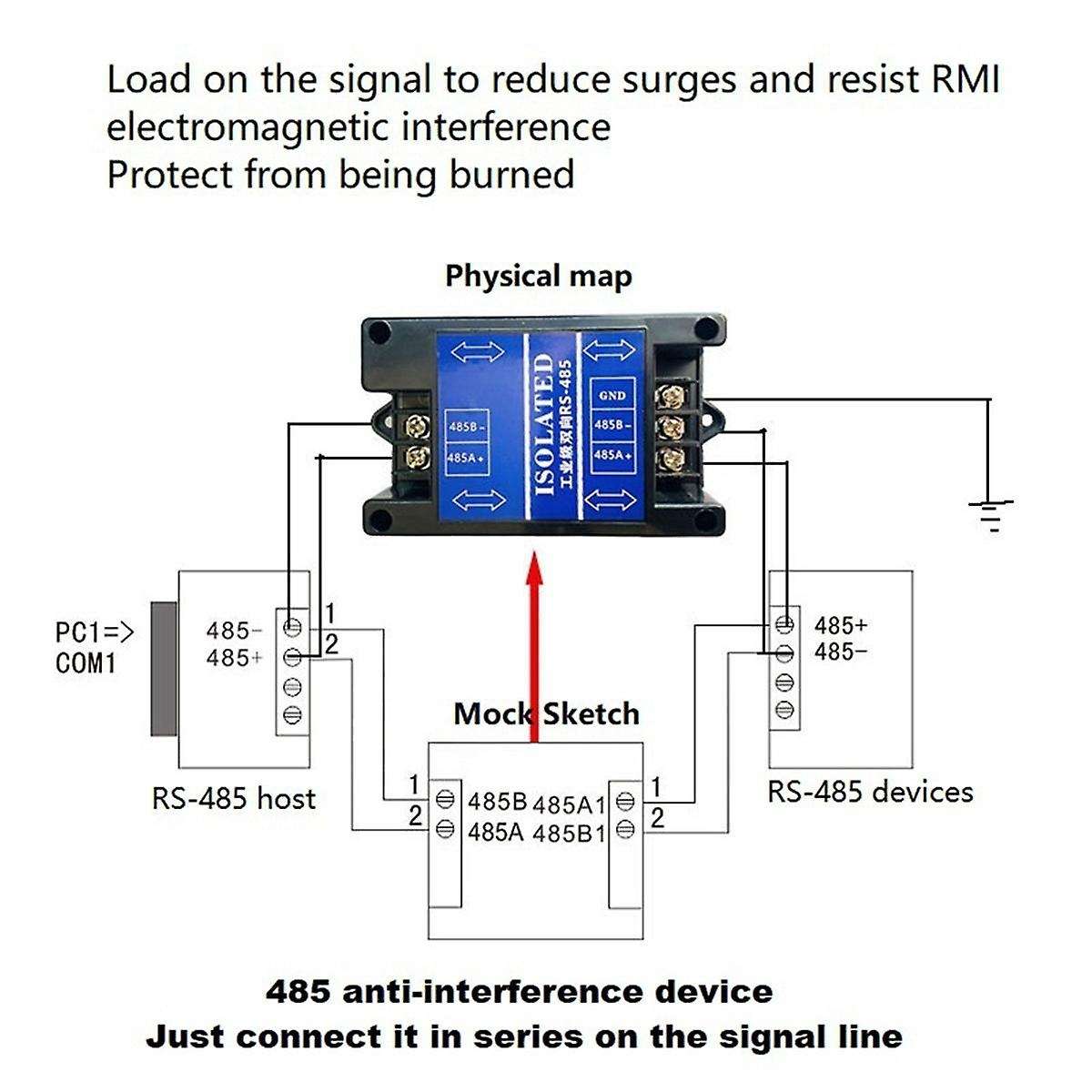 Rs485 Anti-interference Device Passive 485 Filter Rs485 Data Protector Rs485 Communication Data Iso