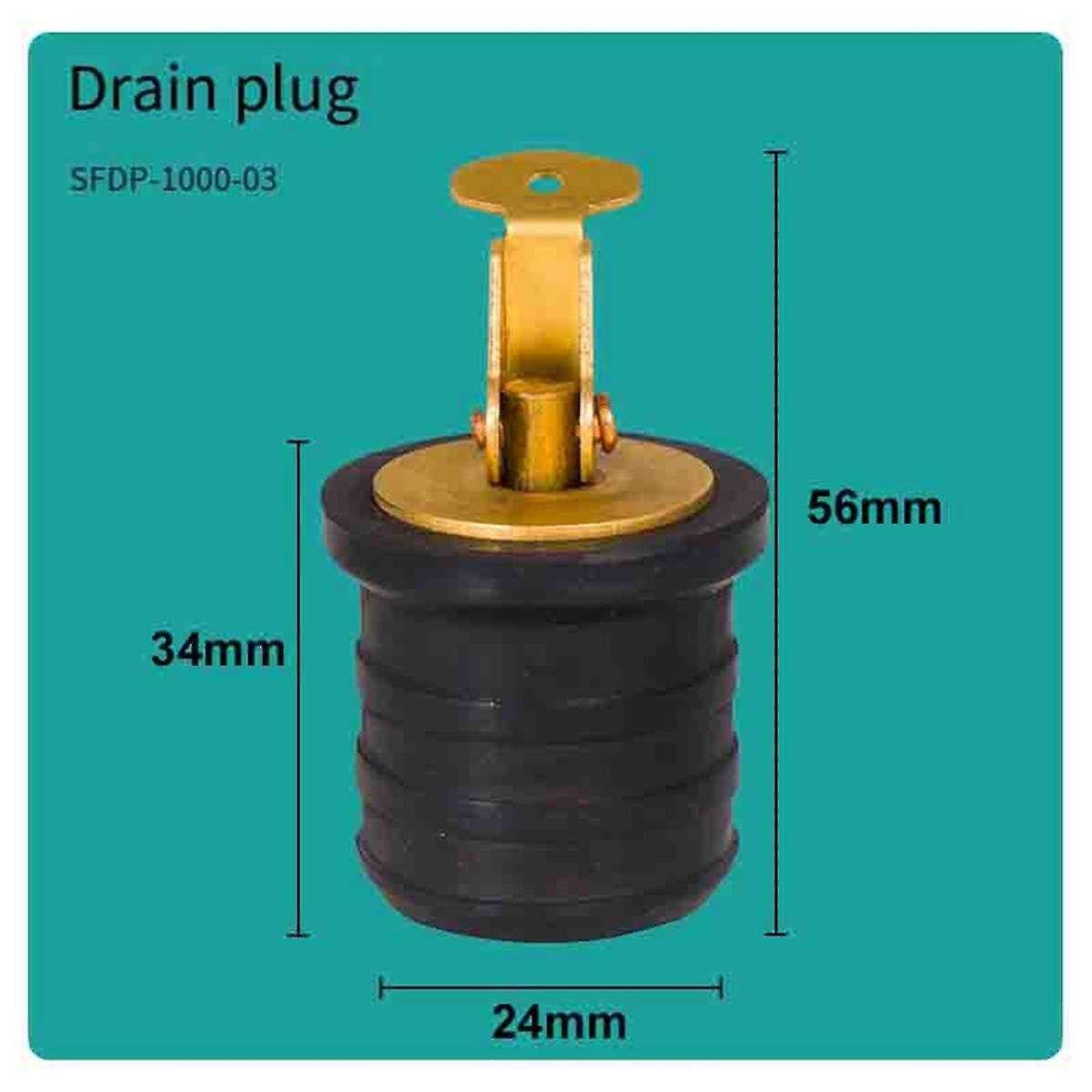 Rubber Seal Brass Drain Plug Brass Snap Lock Bait Well Plug Bottom Porthole Drain Plug for Scuppers