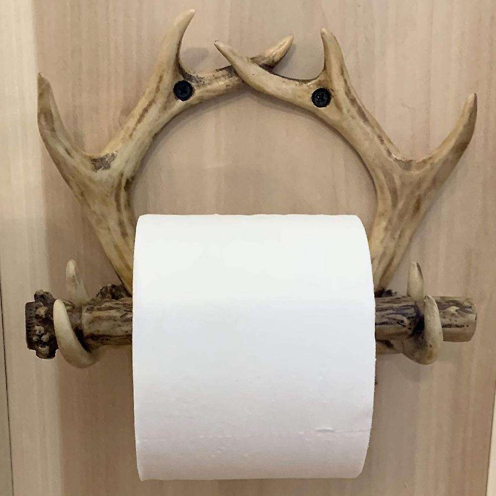Rustic Deer Wall Mounted Toilet Paper Holder American Country Resin Crafts Paper Towel Rack for Home