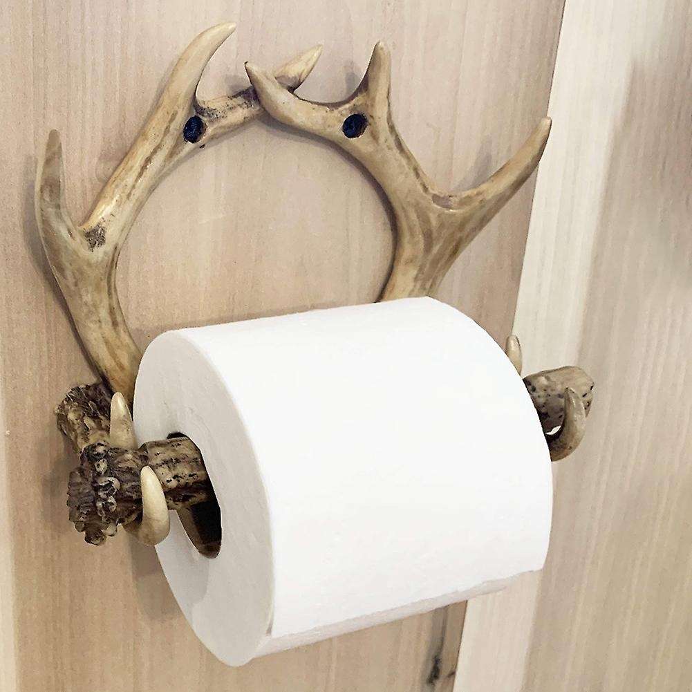Rustic Deer Wall Mounted Toilet Paper Holder American Country Resin Crafts Paper Towel Rack for Home