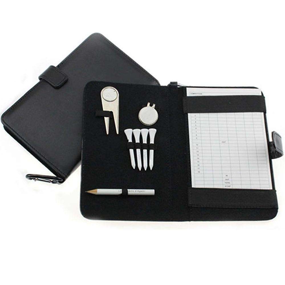 Score Book High-End Business Gift Set Golf Bag Organizer Pencil,Score Card,Green Fork Cap Clip and G